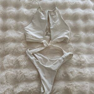 White Fox Halter Cutout Swimsuit